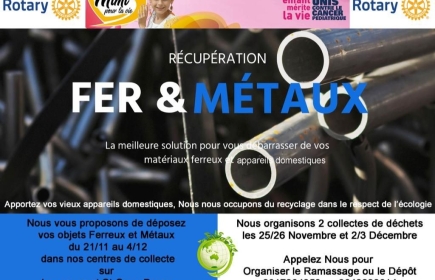 Notre club organise une récupération de métaux au profit de l'association "Mimi pour la vie"